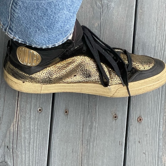 golden goose high top sneakers black and gold - Picture 3 of 8